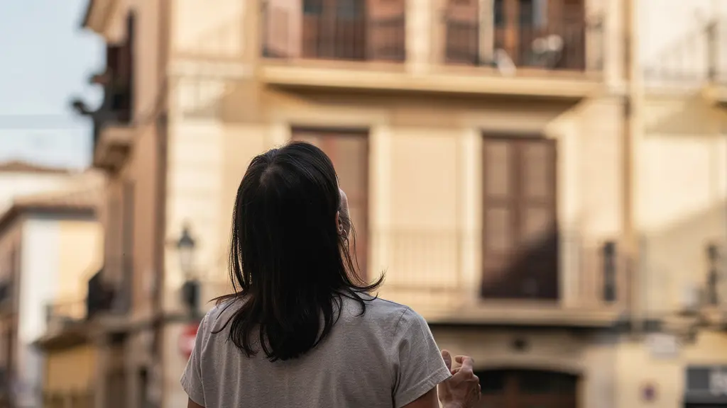 Propietaria evaluando valor de inmueble residencial en calle española